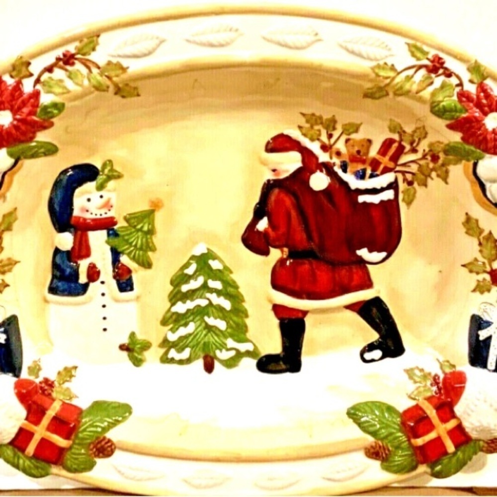 Festive Holiday Platter with Santa and Snowman